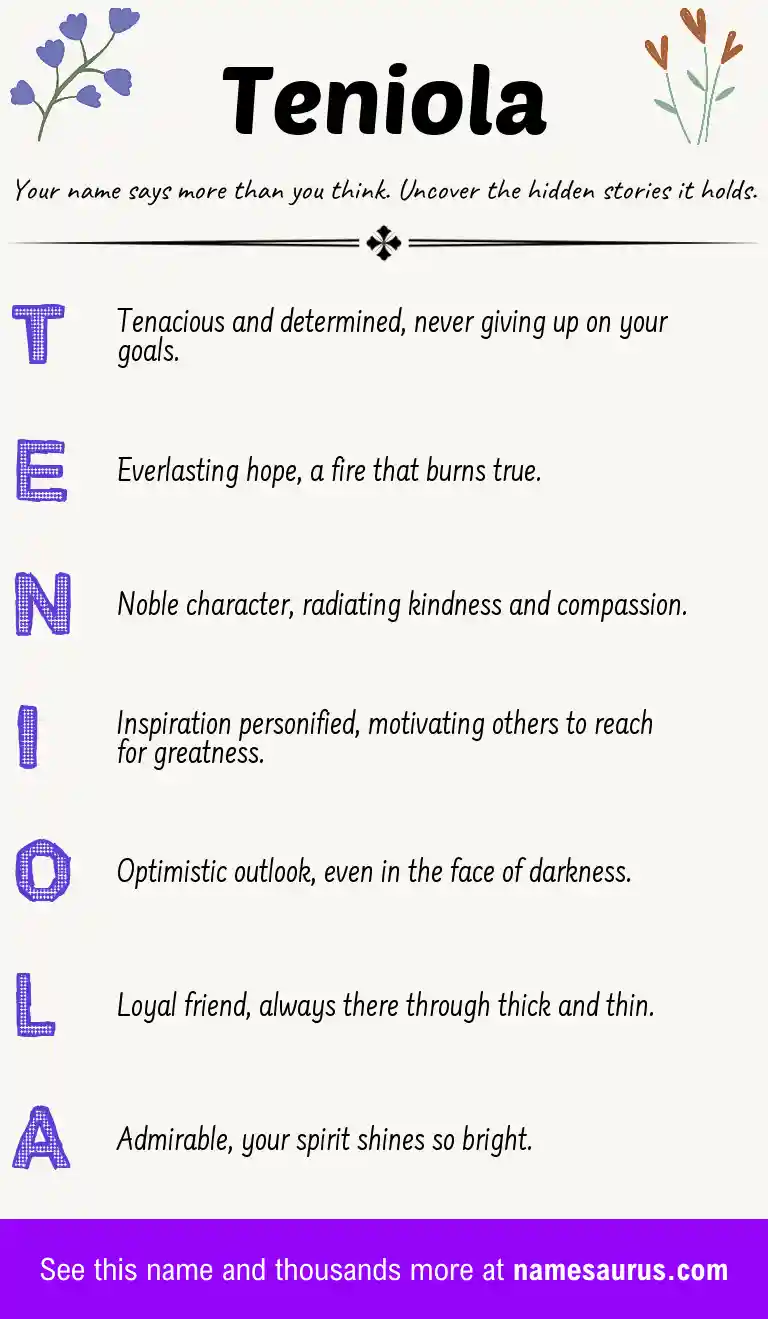 Acrostic poem about Teniola.