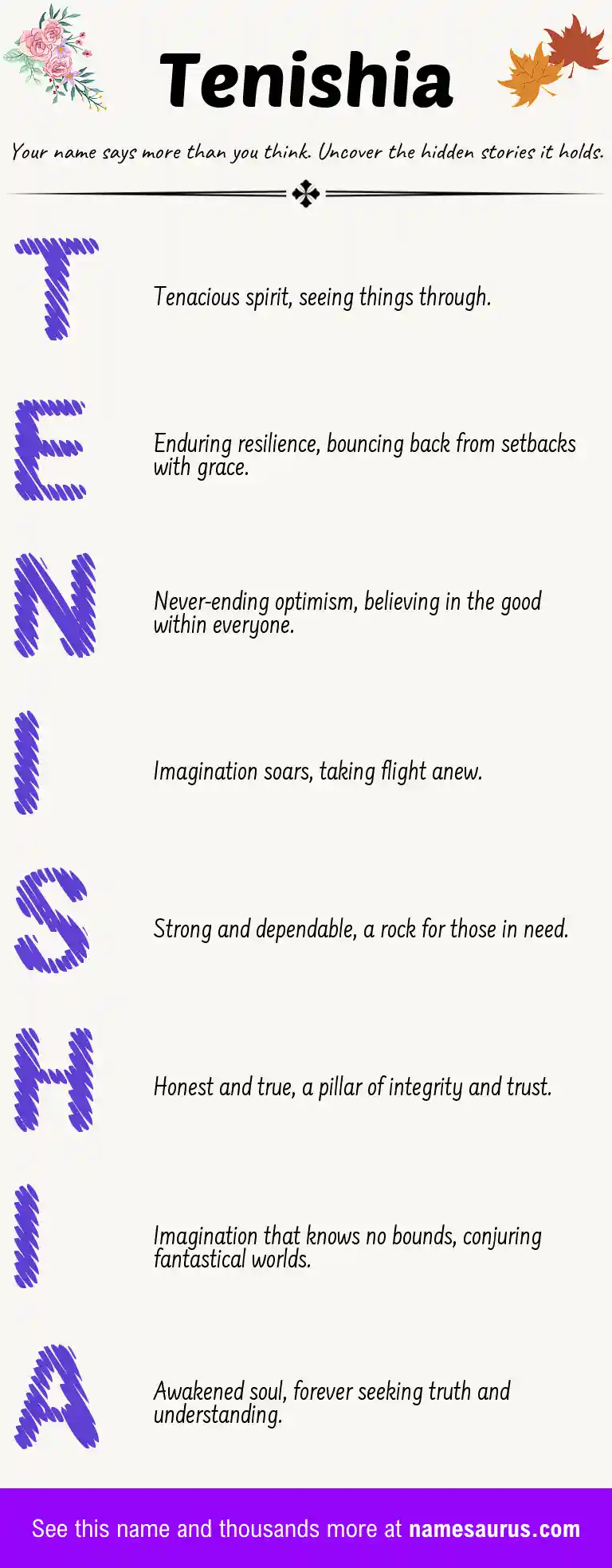 Acrostic poem about Tenishia.