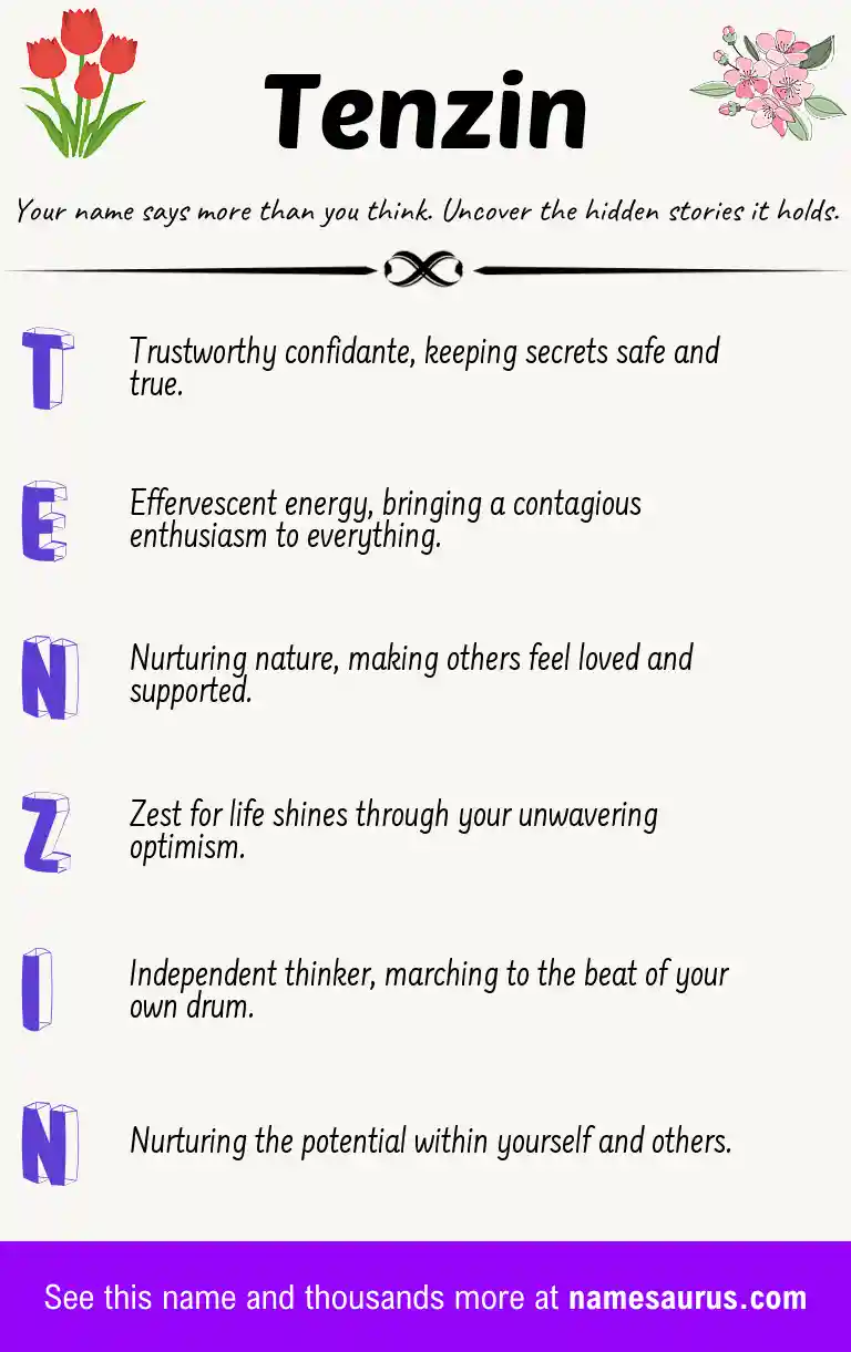 Acrostic poem about Tenzin.