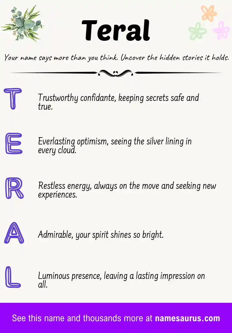 Acrostic poem about Teral.