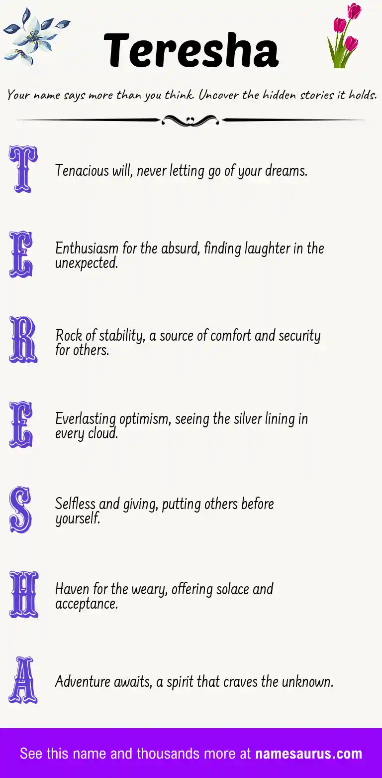 Acrostic poem about Teresha.