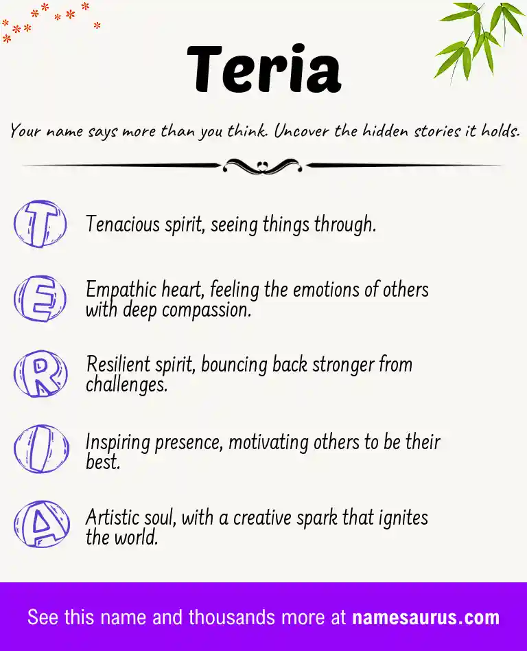 Acrostic poem about Teria.