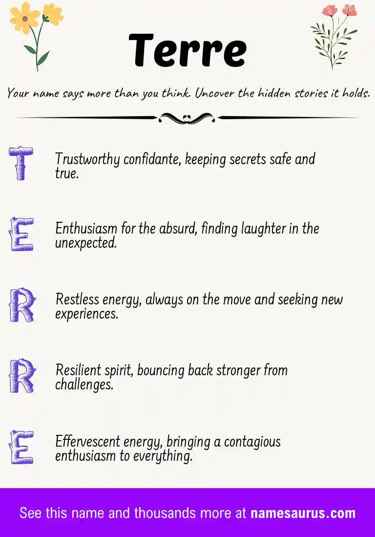Acrostic poem about Terre.
