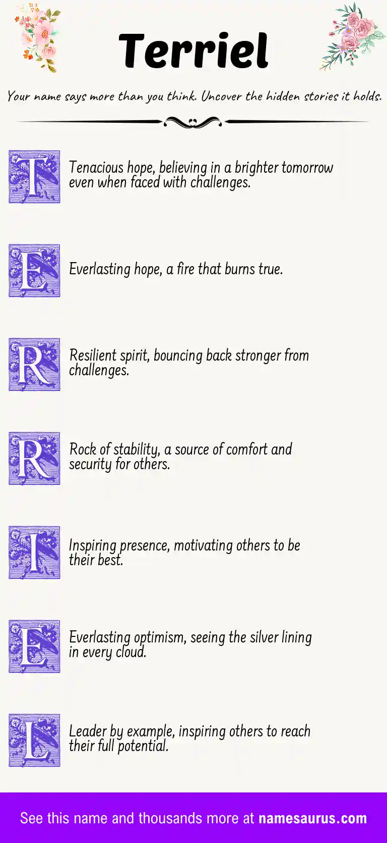 Acrostic poem about Terriel.