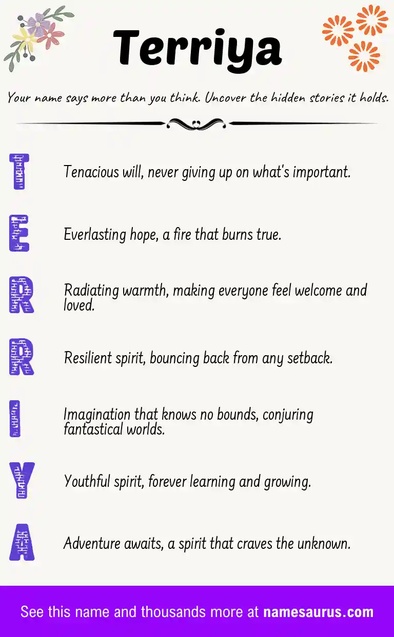 Acrostic poem about Terriya.
