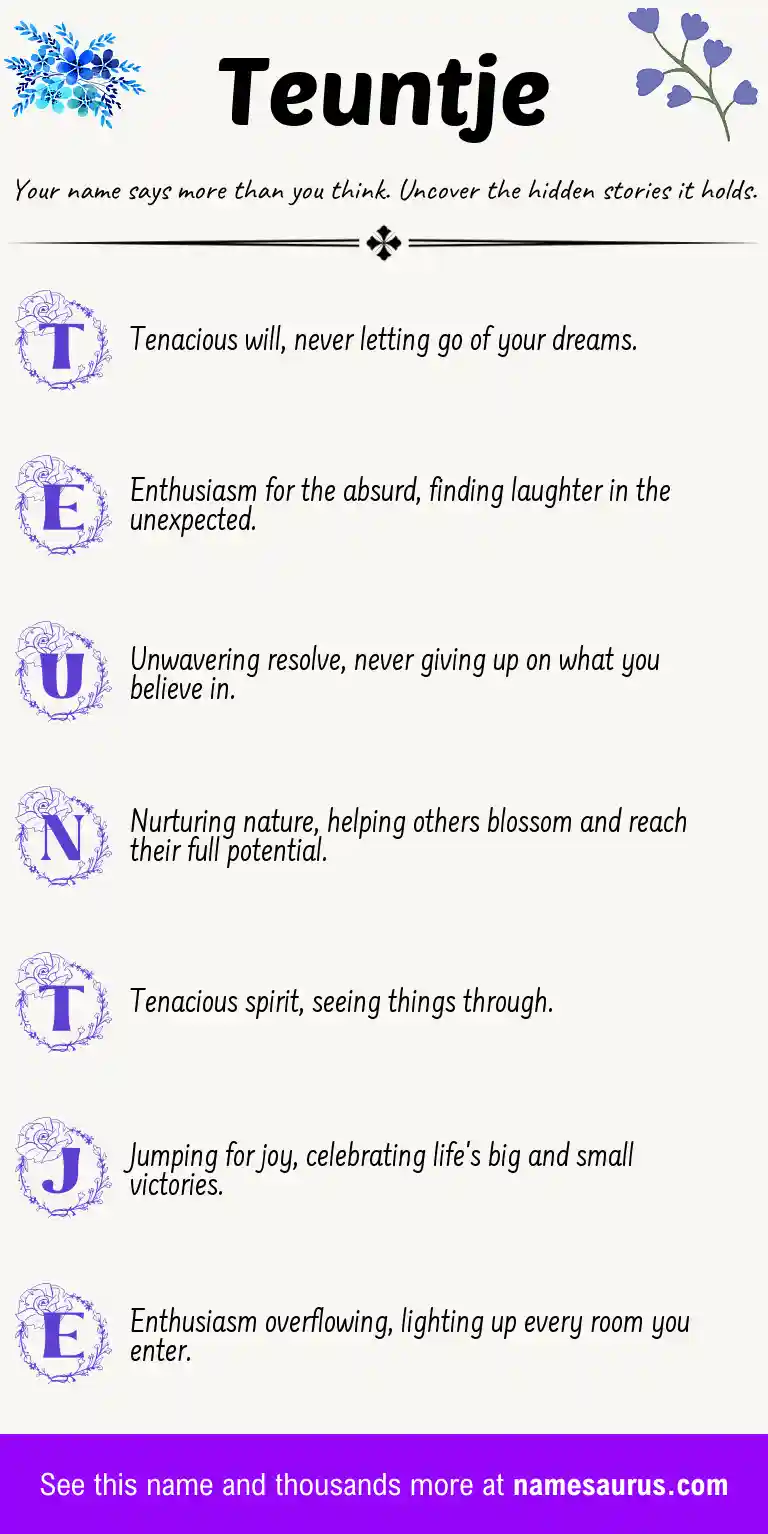 Acrostic poem about Teuntje.