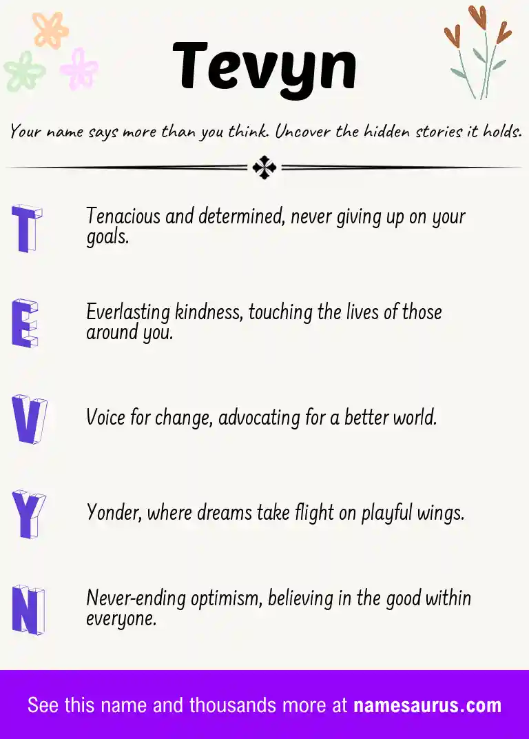 Acrostic poem about Tevyn.