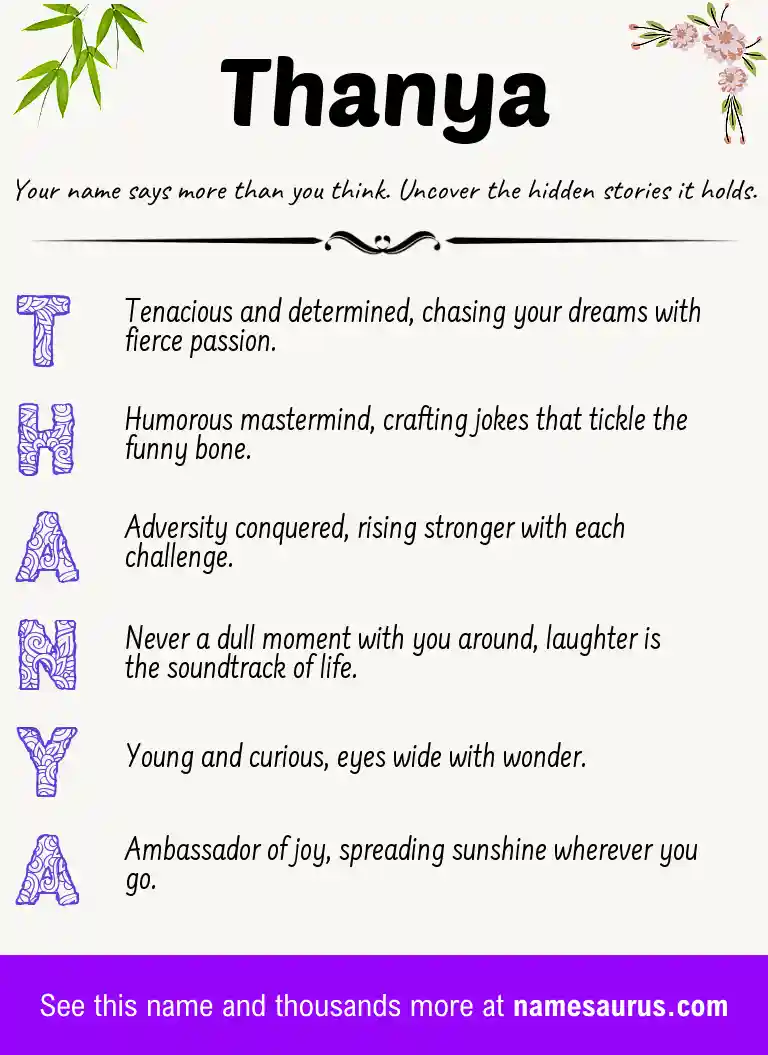 Acrostic poem about Thanya.