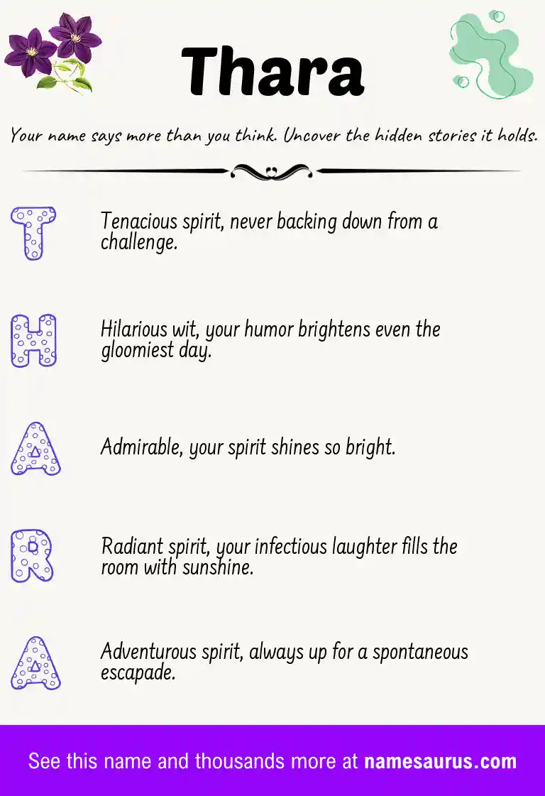 Acrostic poem about Thara.
