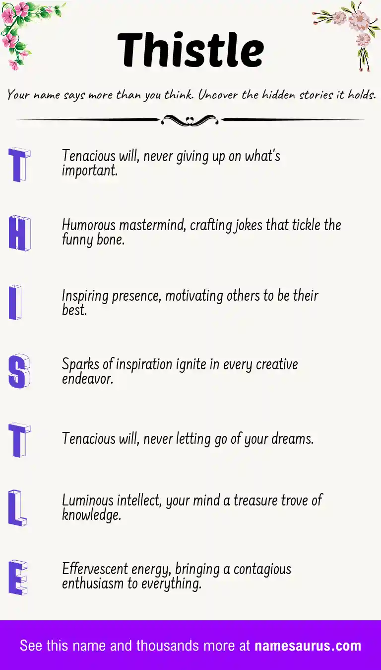 Acrostic poem about Thistle.