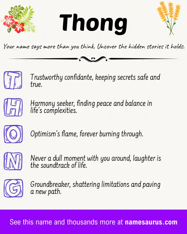 Acrostic poem about Thong.