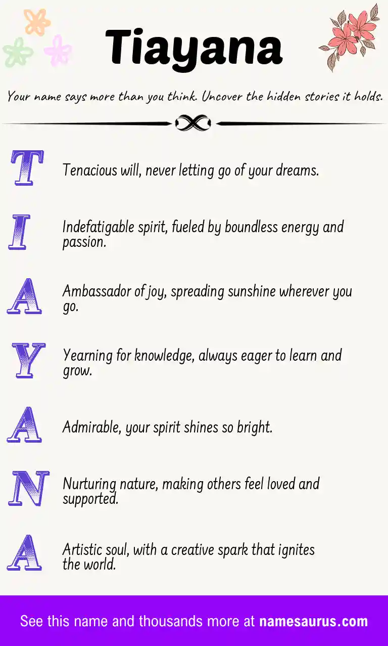 Acrostic poem about Tiayana.