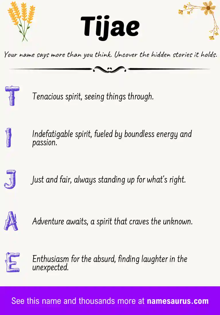 Acrostic poem about Tijae.