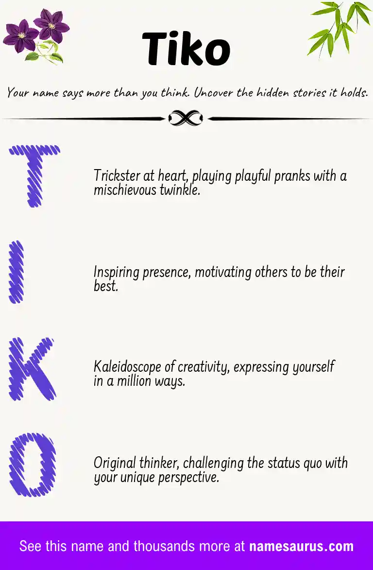Acrostic poem about Tiko.
