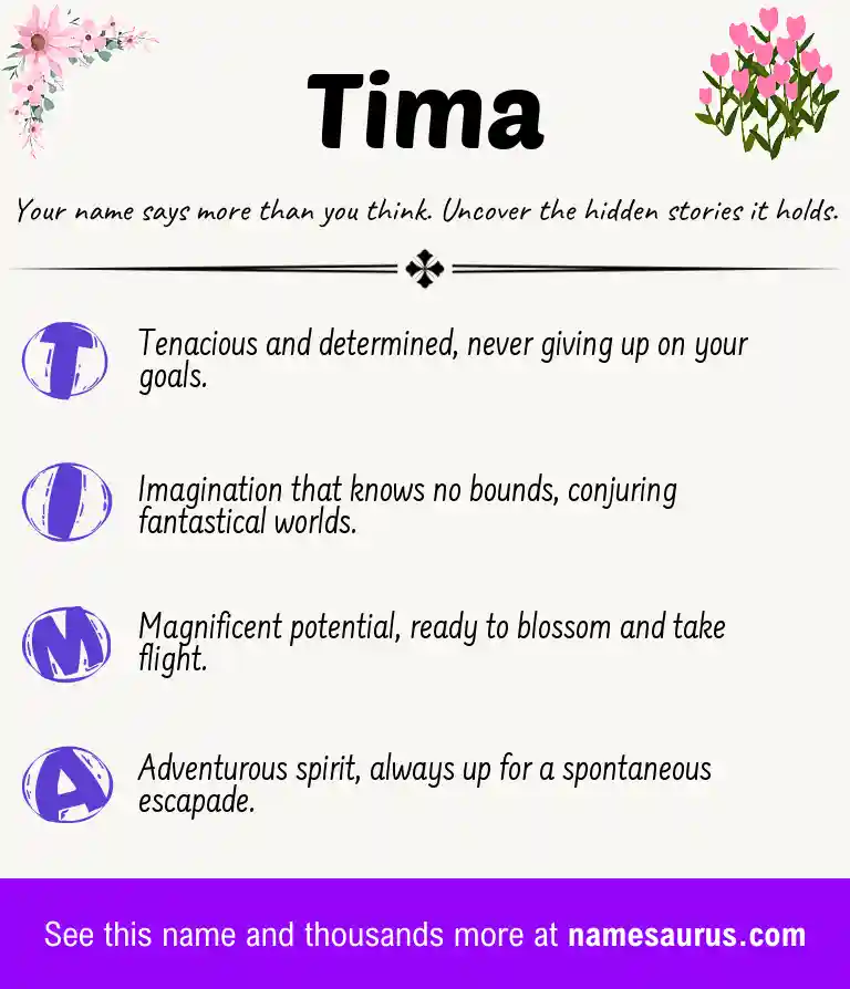 Acrostic poem about Tima.