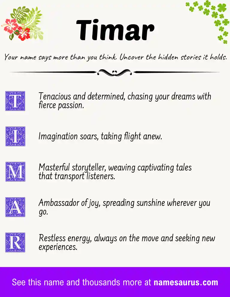 Acrostic poem about Timar.