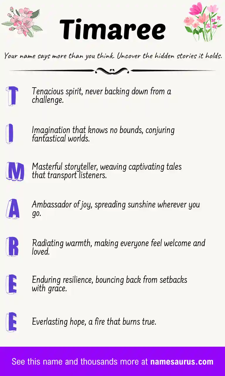 Acrostic poem about Timaree.