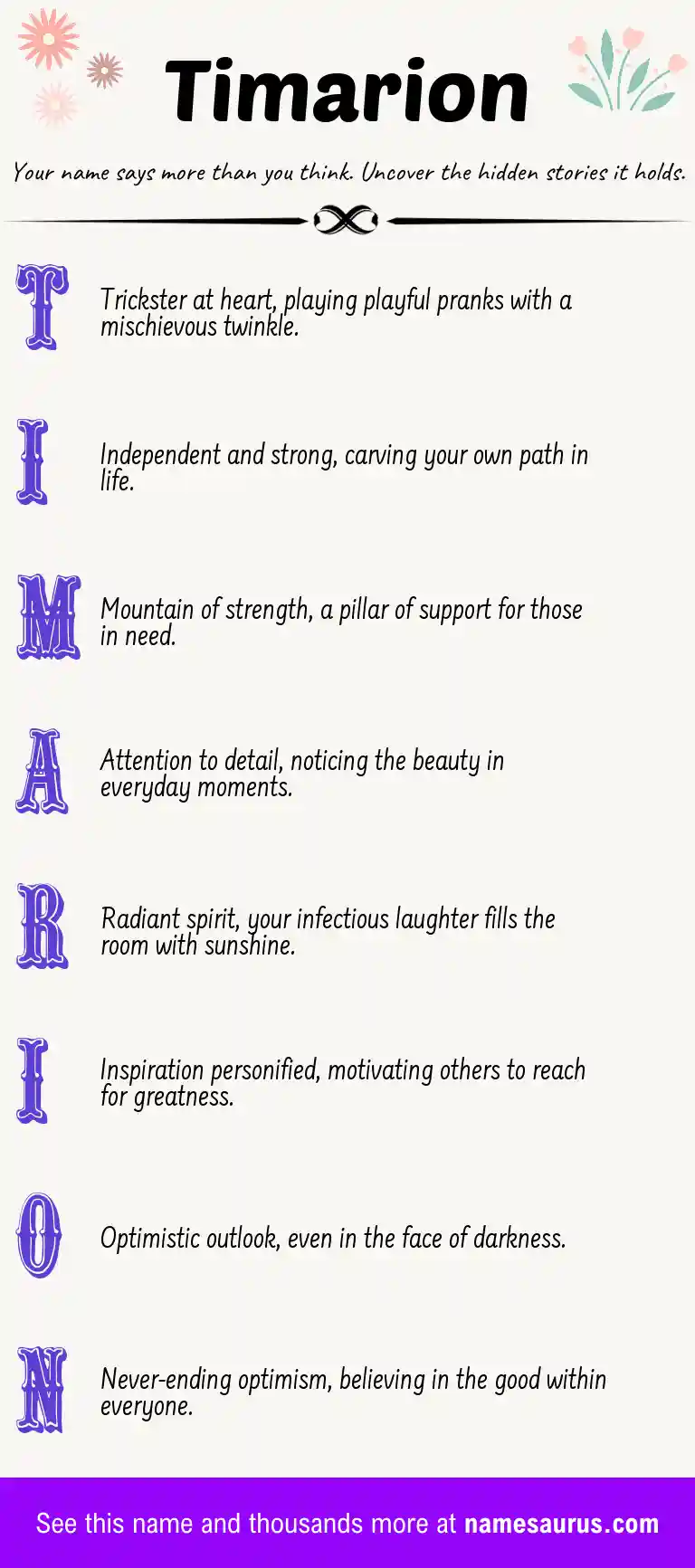 Acrostic poem about Timarion.