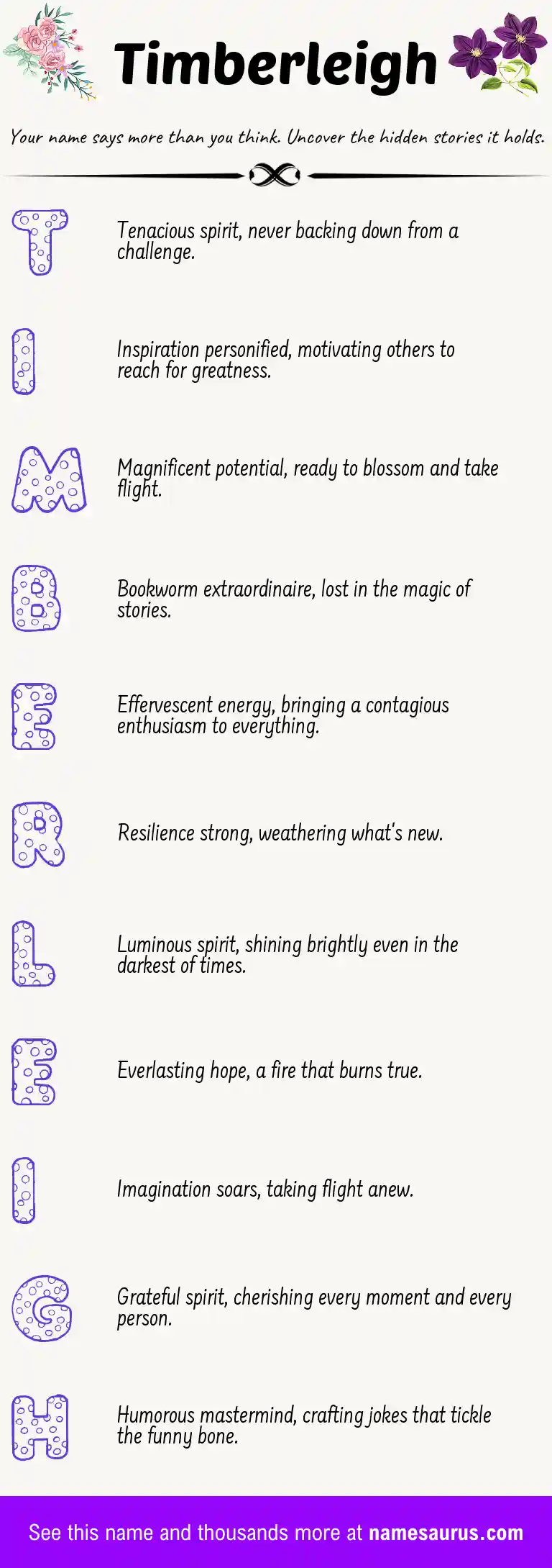 Acrostic poem about Timberleigh.