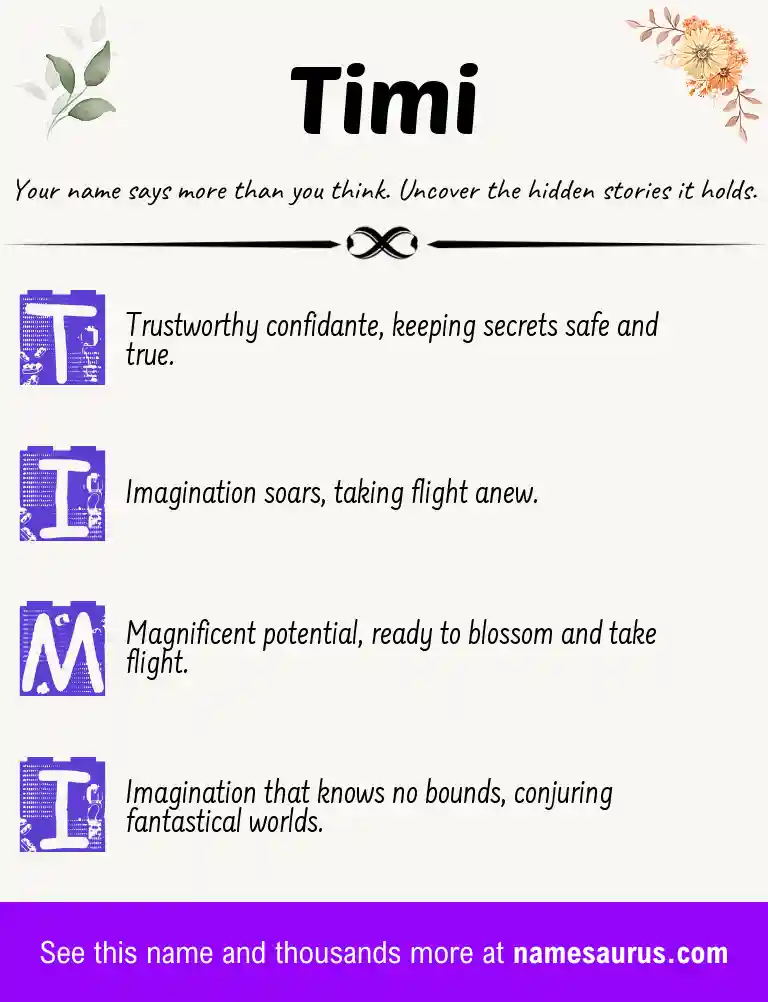 Acrostic poem about Timi.