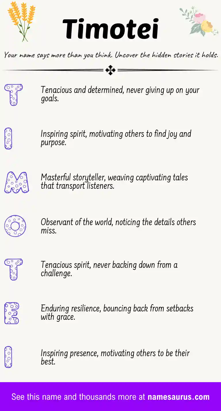 Acrostic poem about Timotei.