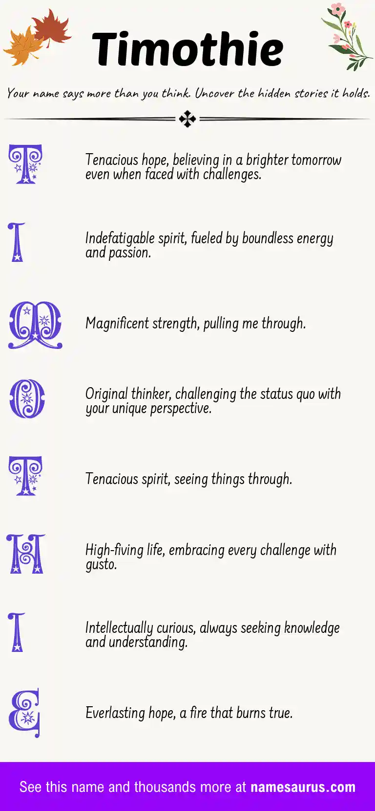 Acrostic poem about Timothie.