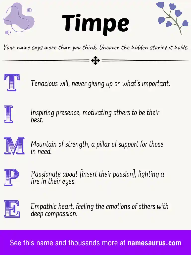 Acrostic poem about Timpe.