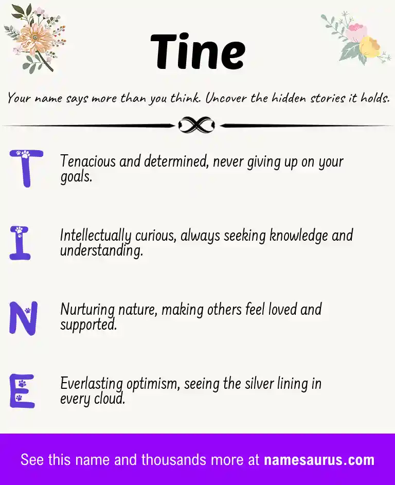 Acrostic poem about Tine.