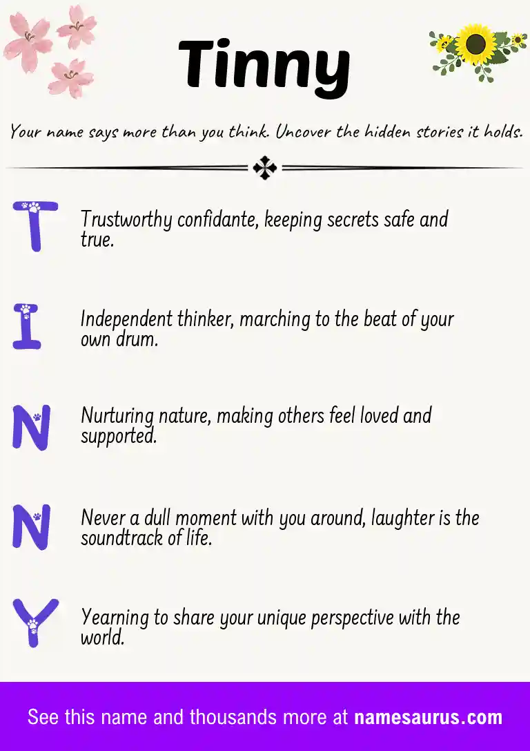 Acrostic poem about Tinny.