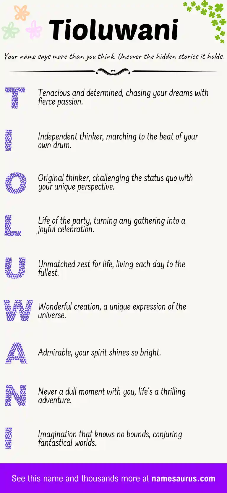 Acrostic poem about Tioluwani.
