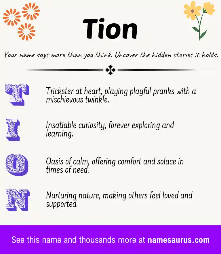 Acrostic poem about Tion.