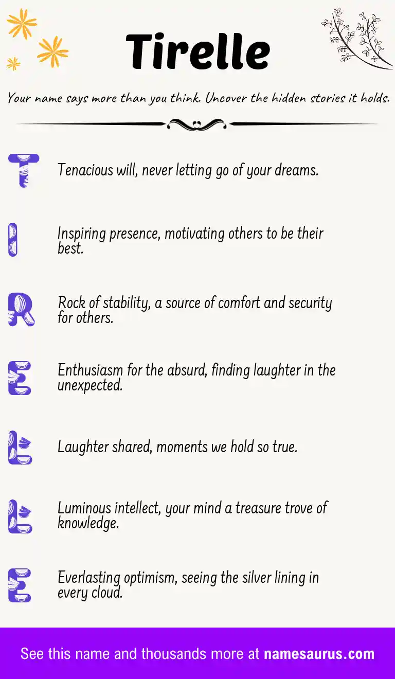 Acrostic poem about Tirelle.