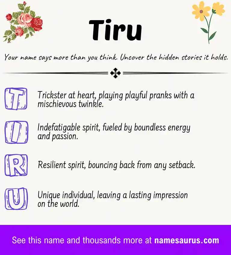 Acrostic poem about Tiru.
