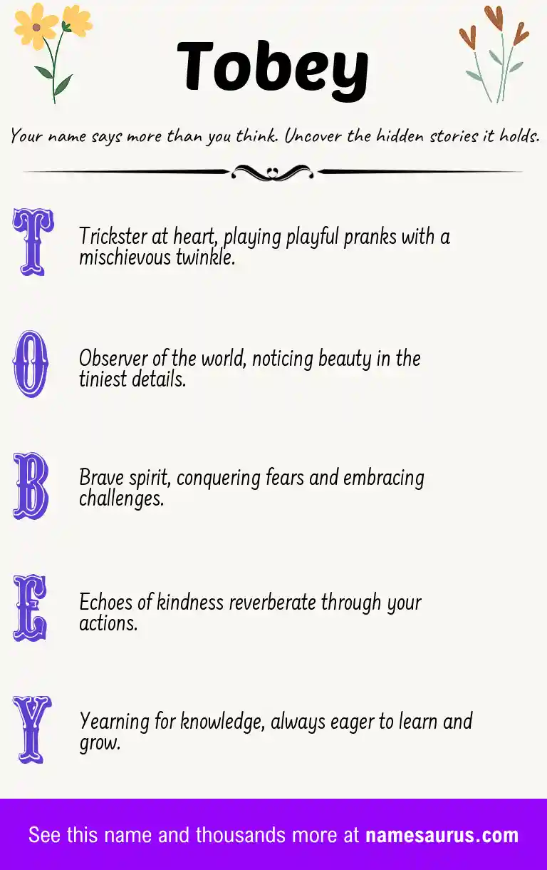 Acrostic poem about Tobey.