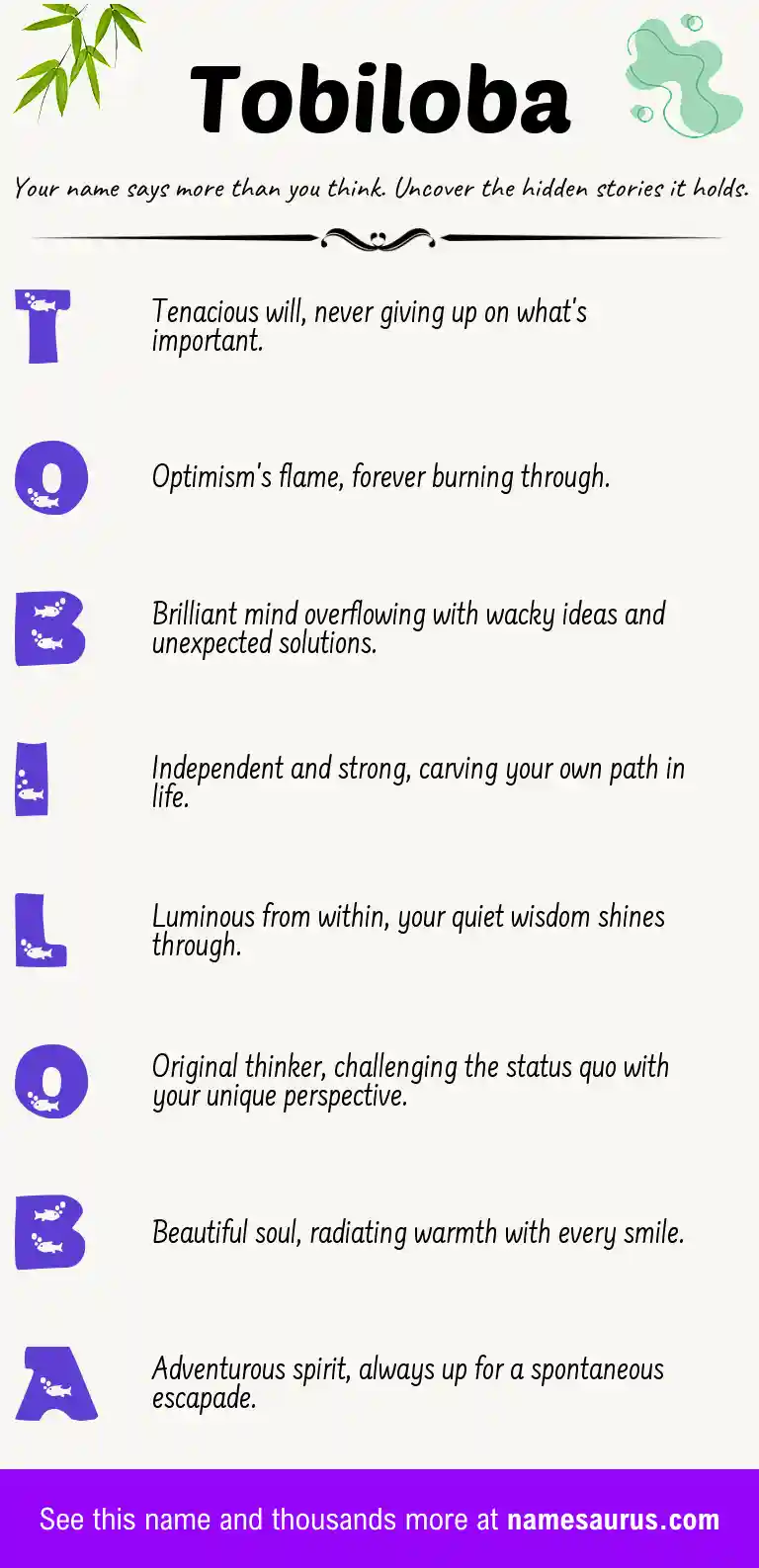 Acrostic poem about Tobiloba.