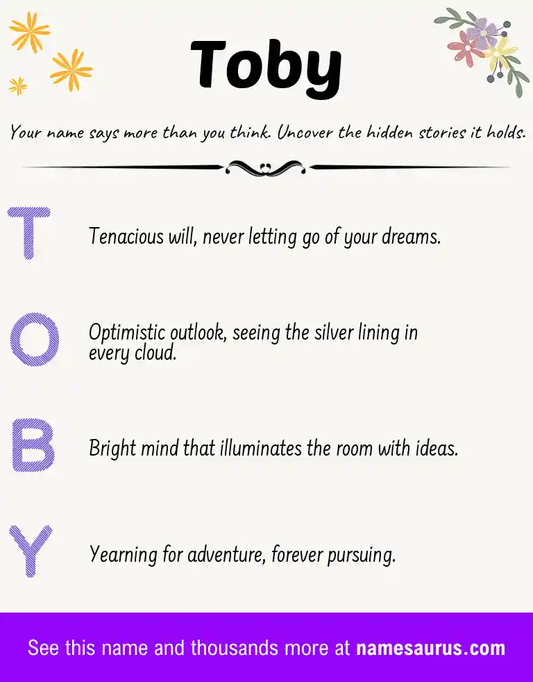 Acrostic poem about Toby.