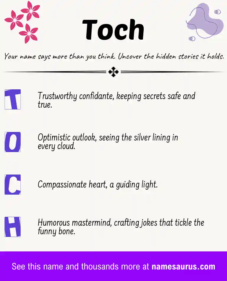 Acrostic poem about Toch.