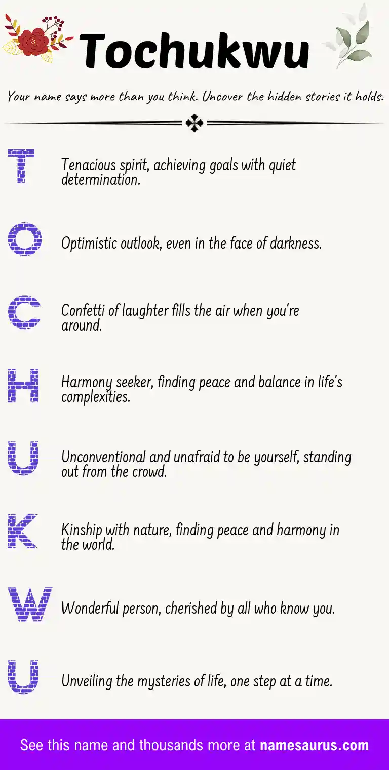 Acrostic poem about Tochukwu.
