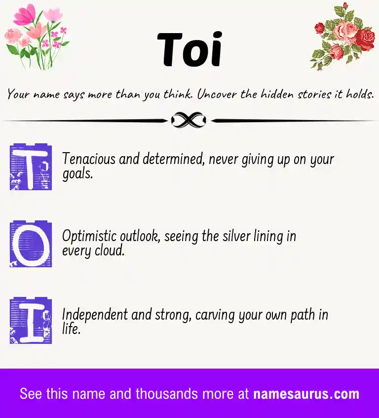 Acrostic poem about Toi.