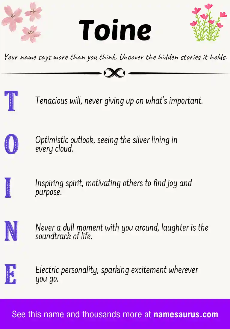 Acrostic poem about Toine.