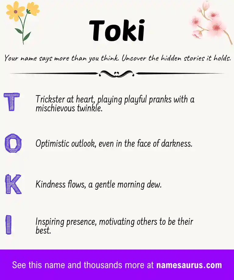Acrostic poem about Toki.