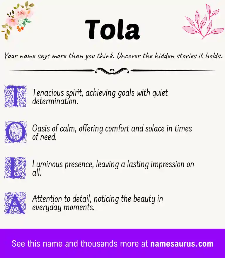 Acrostic poem about Tola.
