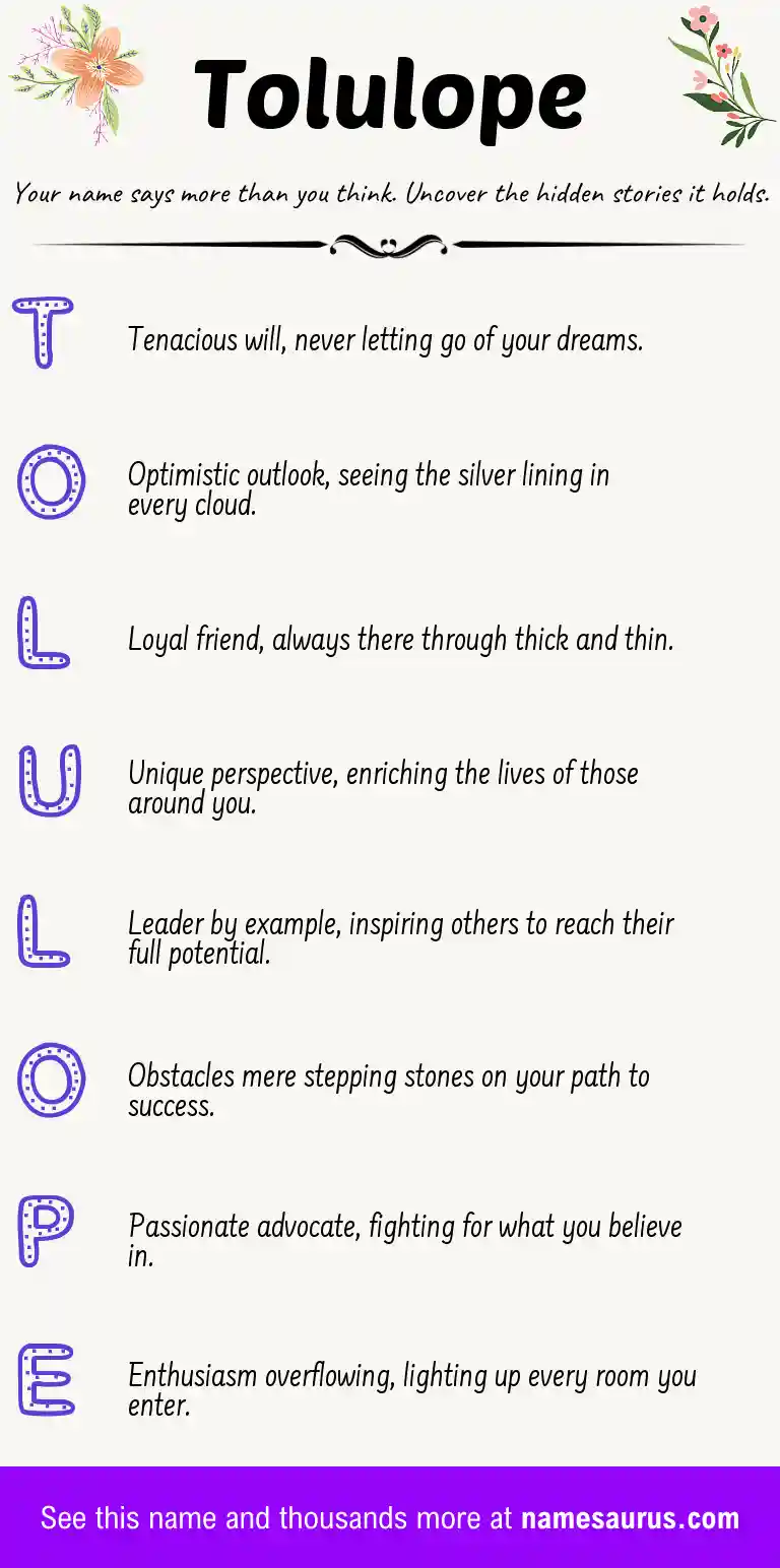Acrostic poem about Tolulope.