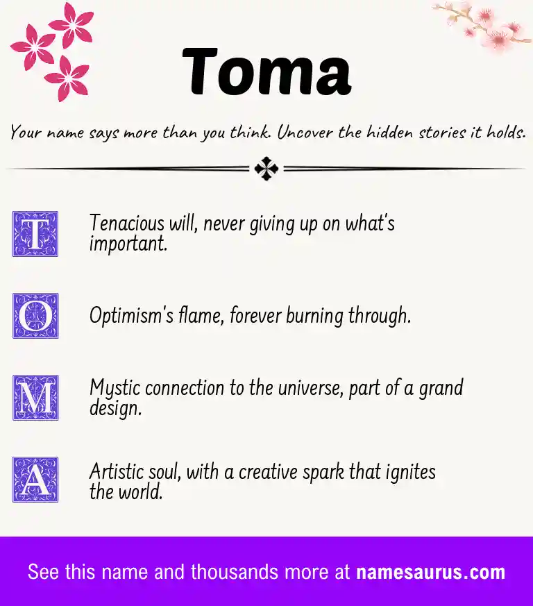 Acrostic poem about Toma.