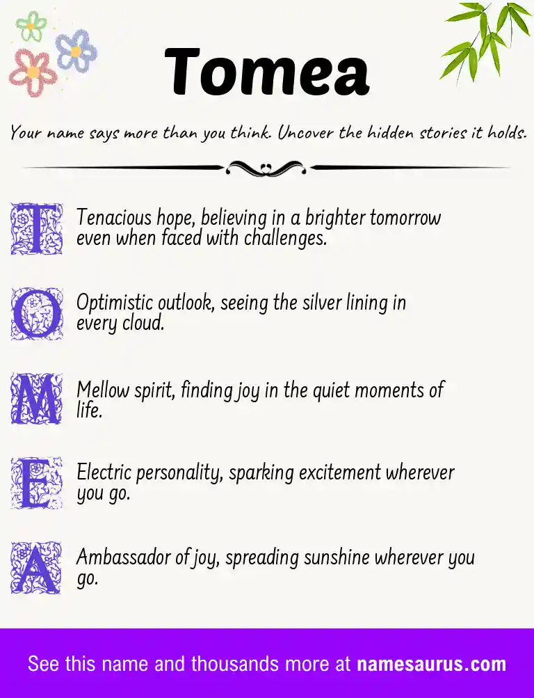 Acrostic poem about Tomea.