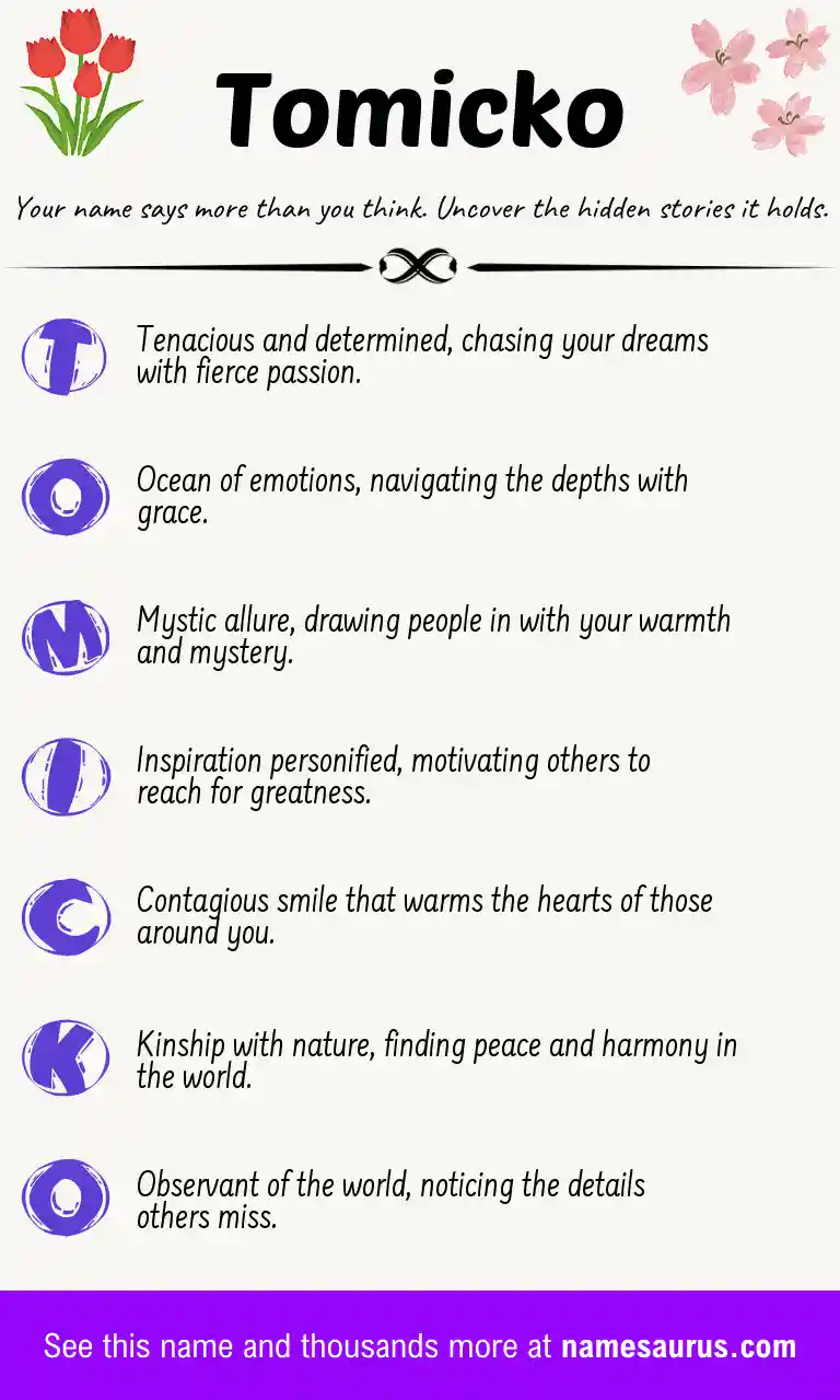 Acrostic poem about Tomicko.