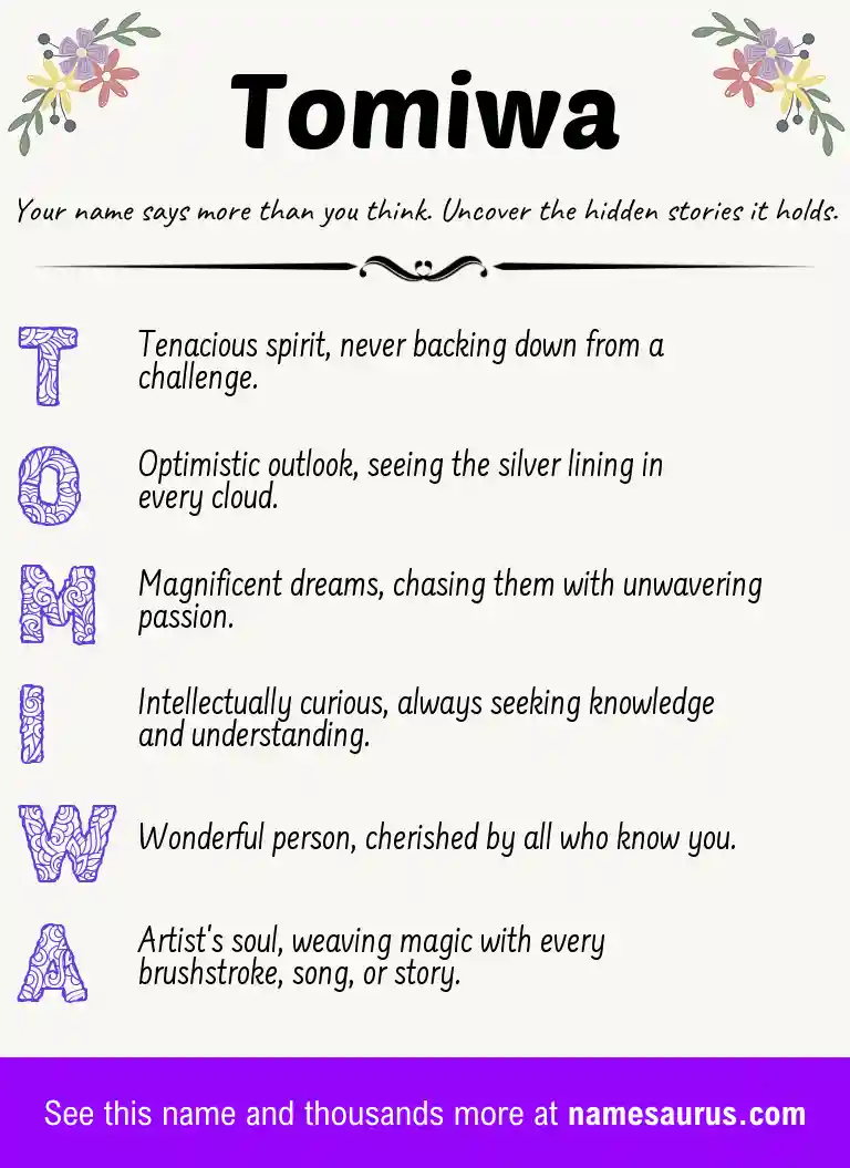 Acrostic poem about Tomiwa.