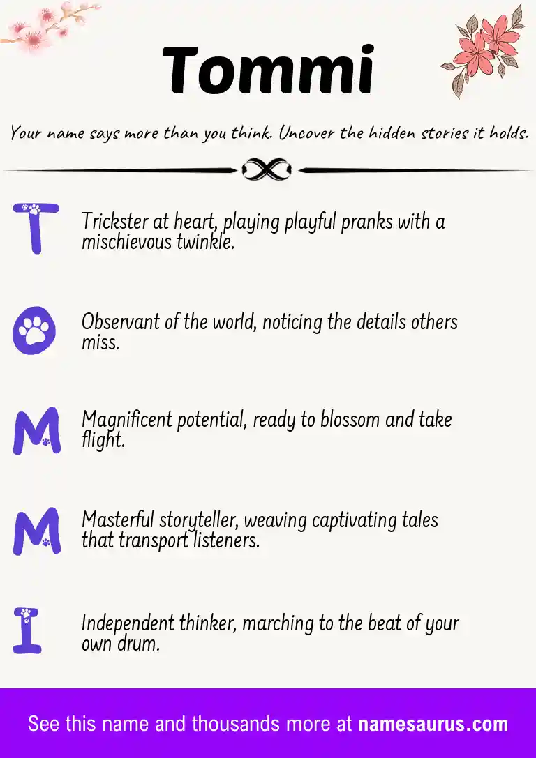 Acrostic poem about Tommi.