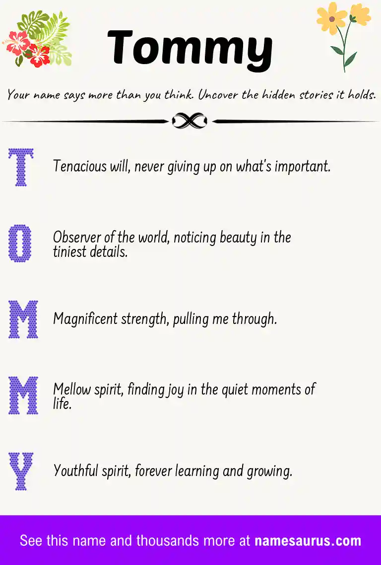 Acrostic poem about Tommy.