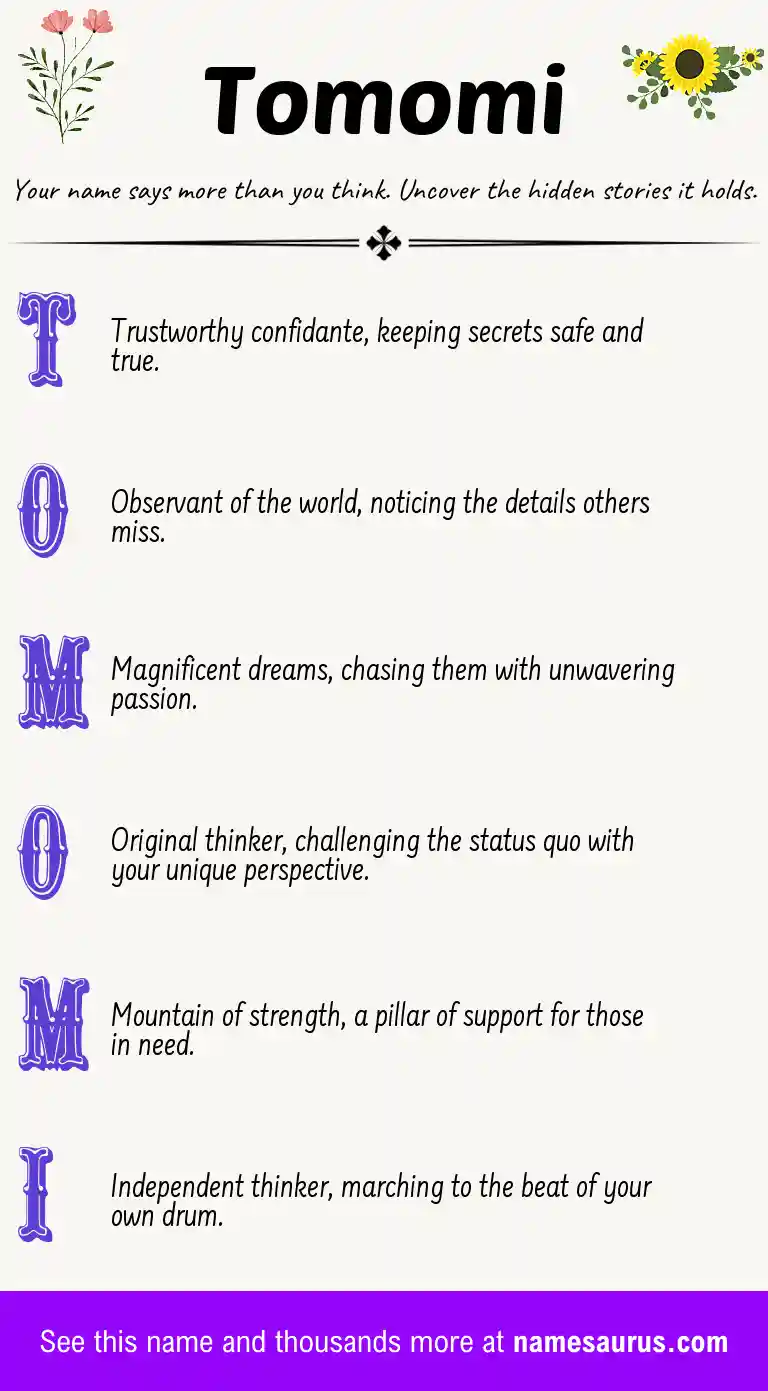 Acrostic poem about Tomomi.
